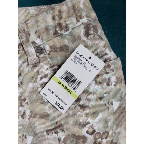 Gloria Vanderbilt Jeans Size 4 Petite Women Beige Stretch Mid Rise Straight NWT - Picture 3 of 16